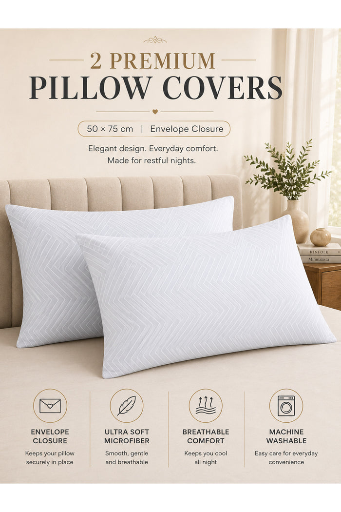 Microfiber Pillow Cases Set of 2 – white front view