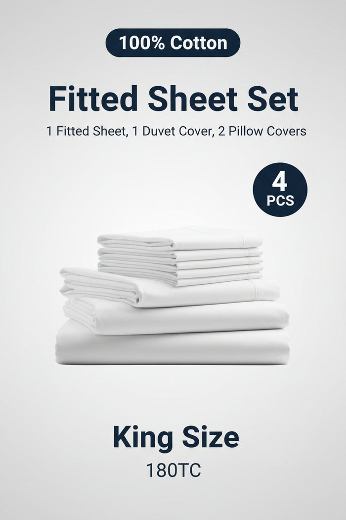 King Size White Bedding Set – 100% Cotton, bedroom styled