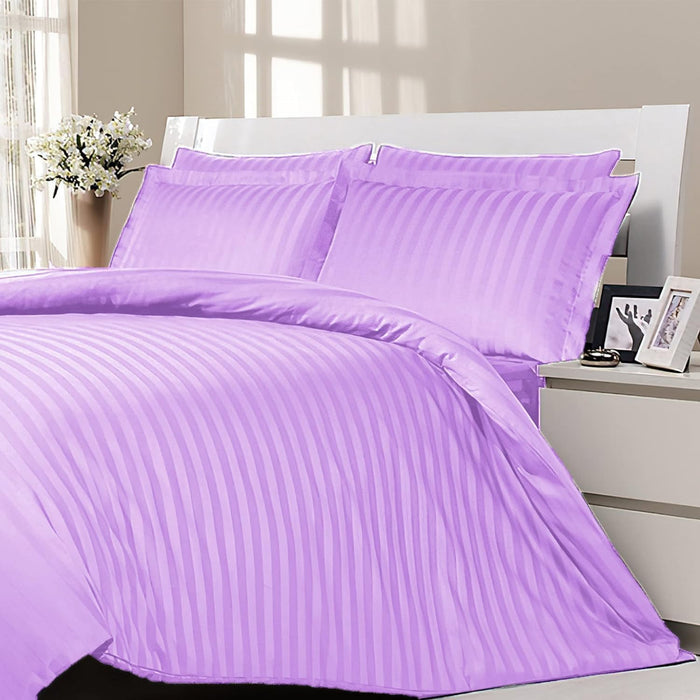 Purple Striped Bedsheet Set – front view flat lay