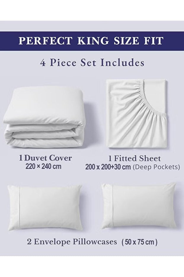 King Size White Bedding Set – full set flat lay