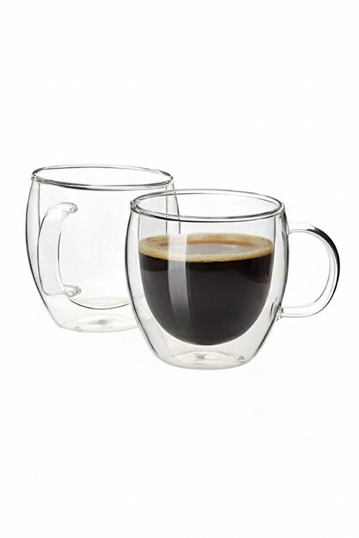 2-Piece Double Walled Glass Coffee Mugs