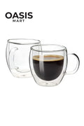 2-Piece Double Walled Glass Coffee Mugs – image 1