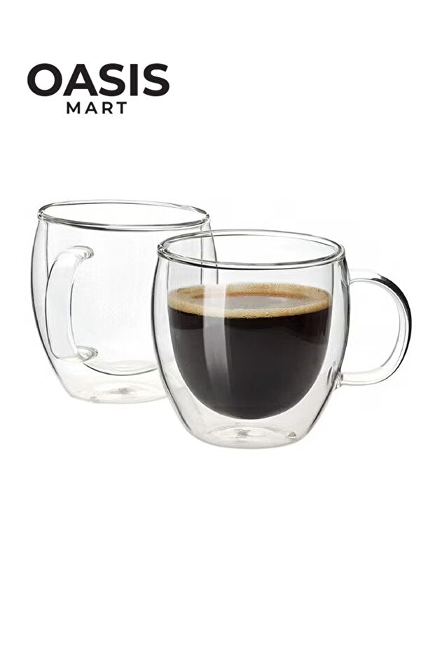 2-Piece Double Walled Glass Coffee Mugs