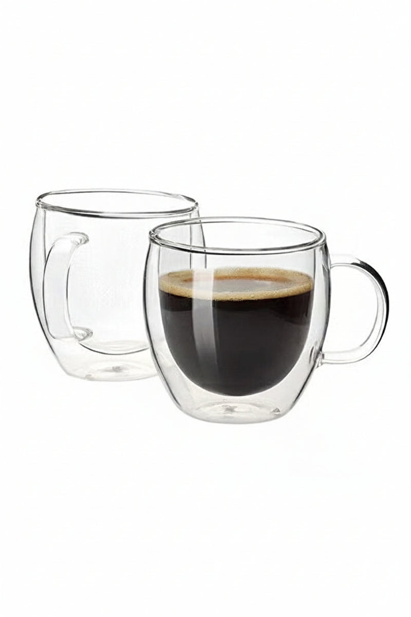 2-Piece Double Walled Glass Coffee Mugs