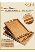 3-Piece Bamboo Serving Tray Set with Handles – image 1