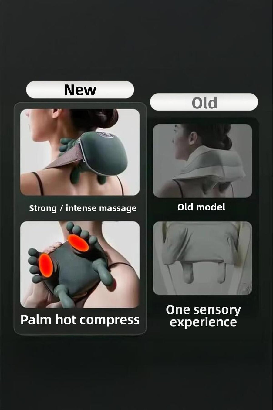 Heated Hand-Shaped Portable Rechargeable Massager - Neck, Back, Leg and Shoulder