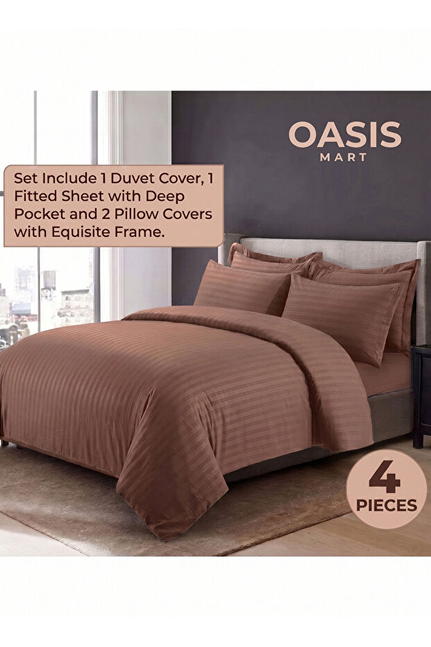 Striped King Size Bedding Set Navy – 4-Piece Premium Linen