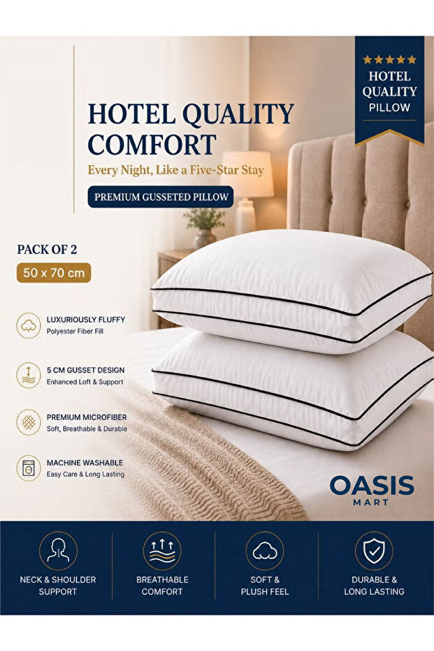 Set of 2 Hotel Quality Pillows – 50x70cm