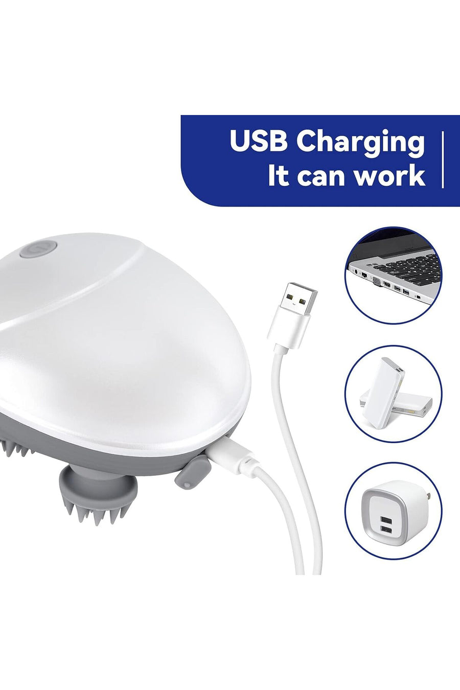 Electric Head Scalp Massager, Handheld Cordless Waterproof Massager for Pet Hair Growth & Stress