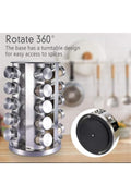Revolving Spice Rack – 20-Piece Stainless Steel Spice Tower Organizer with Glass Jars – image 2
