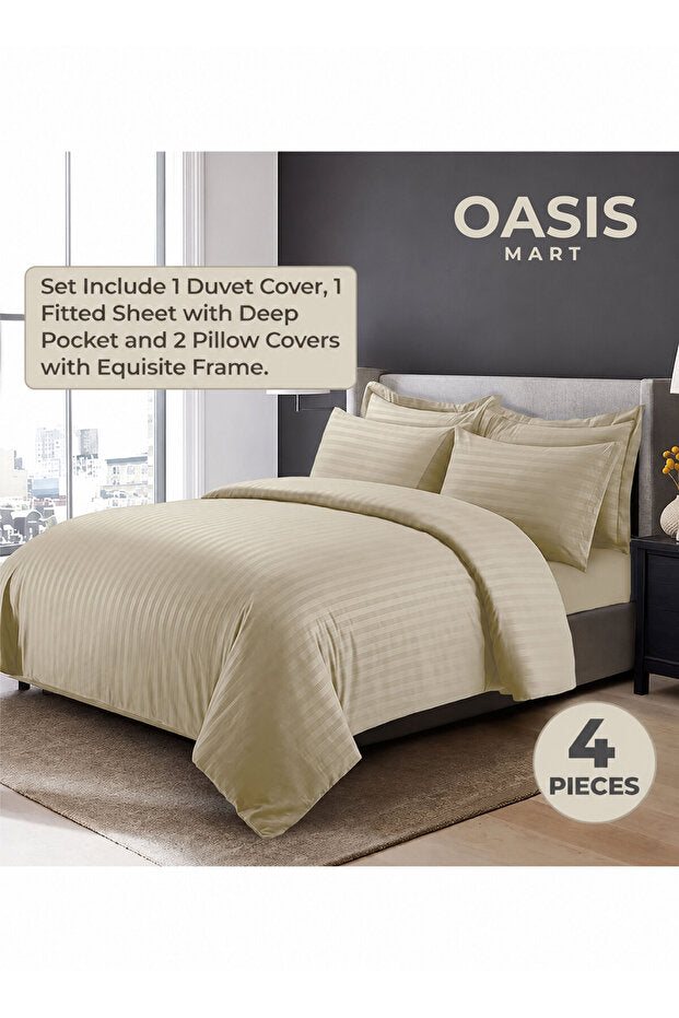 Striped White Bedding Set – flat lay full set