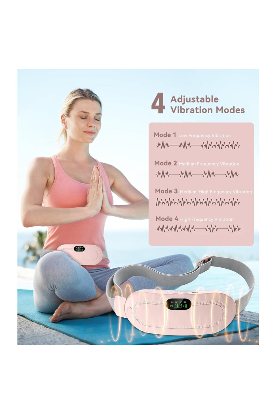 Electric Period Cramp Massager Vibrating Heating Belt for Menstrual Colic Relief