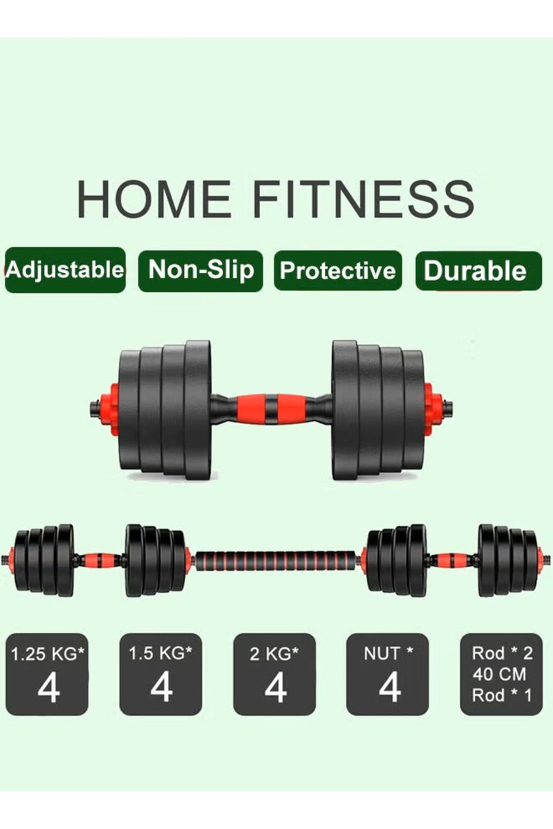 Adjustable Dumbbell Barbell Complete Set – size reference