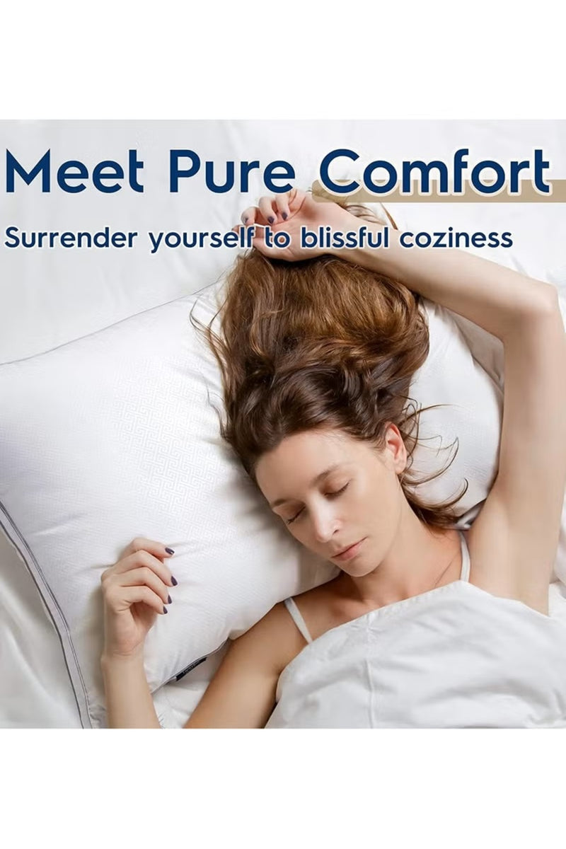 Set of 2 Hotel Pillows 50x70cm – Firm, Soft & Cooling Polyester Fill for Side & Back Sleepers