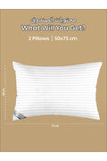 Striped Pillows – Set of 2, 1000 Gm Each, 50x75 cm, Soft Microfiber, Anti-Allergy, White – image 2