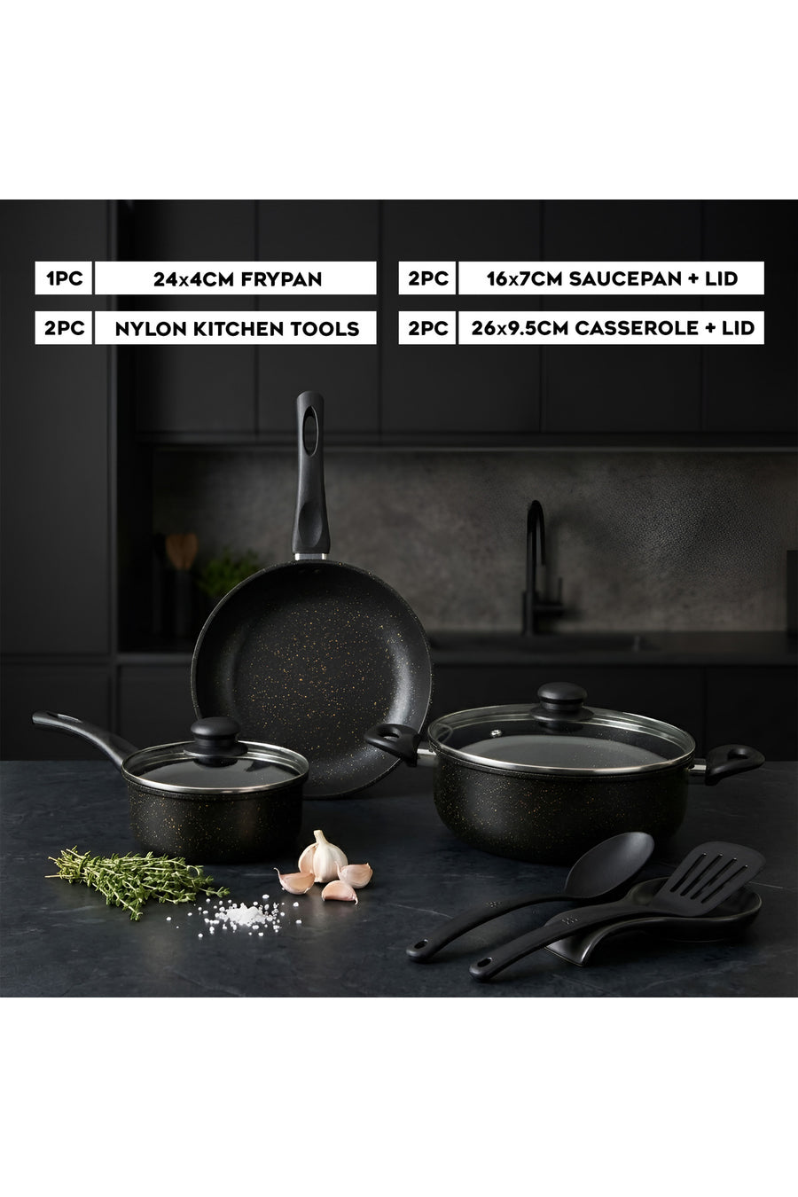 Elite 7-Piece Forged Aluminum Cookware Set RF12622 Forged Aluminium