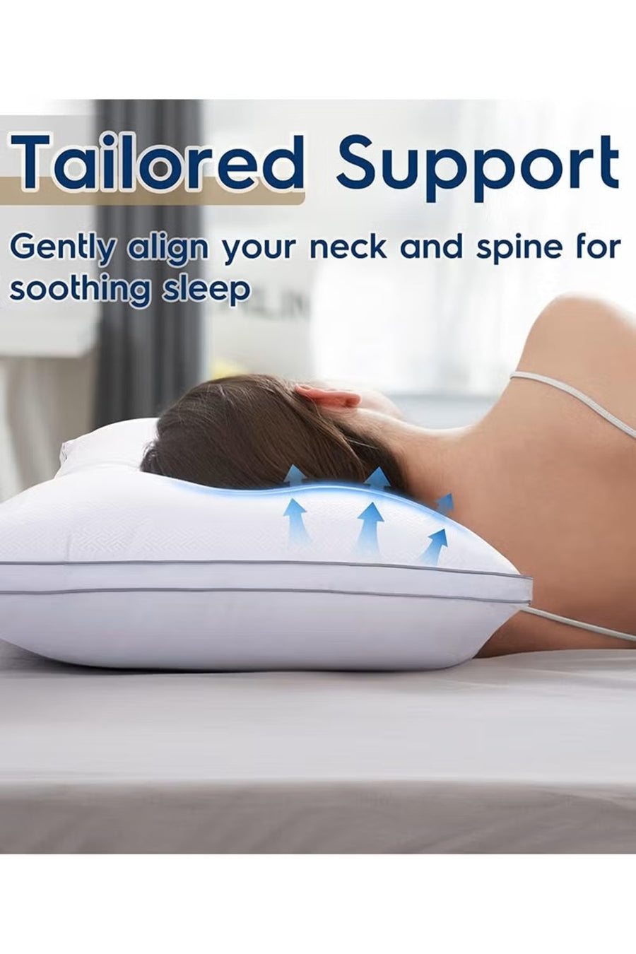 Set of 2 Hotel Pillows 50x70cm – Firm, Soft & Cooling Polyester Fill for Side & Back Sleepers