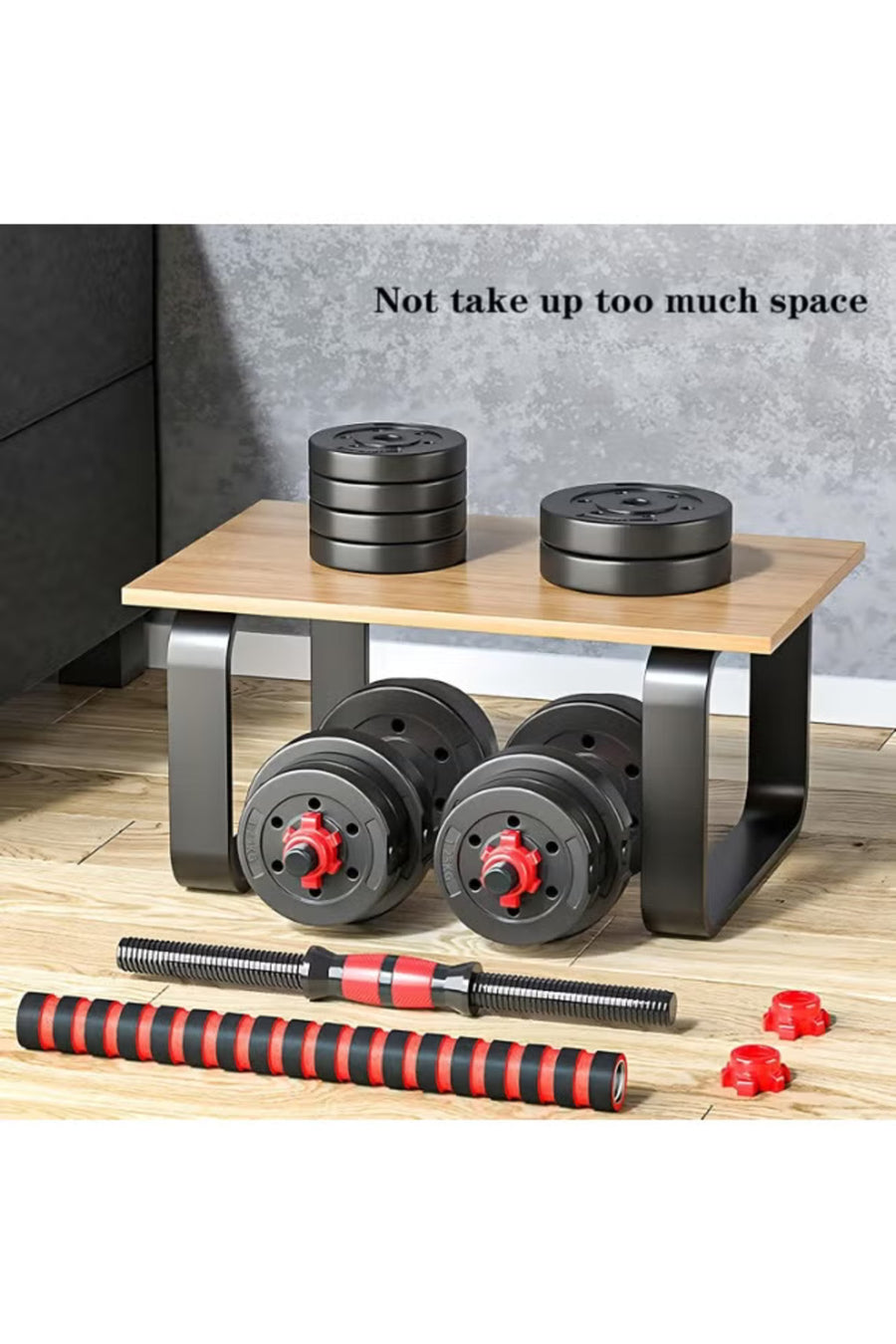 Adjustable Dumbbell Barbell Starter Set – size reference