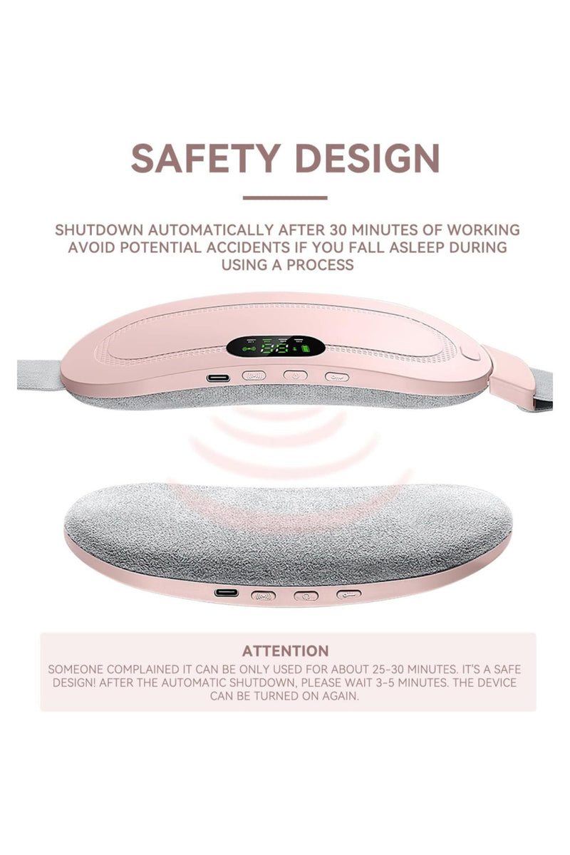 Electric Period Cramp Massager Vibrating Heating Belt for Menstrual Colic Relief