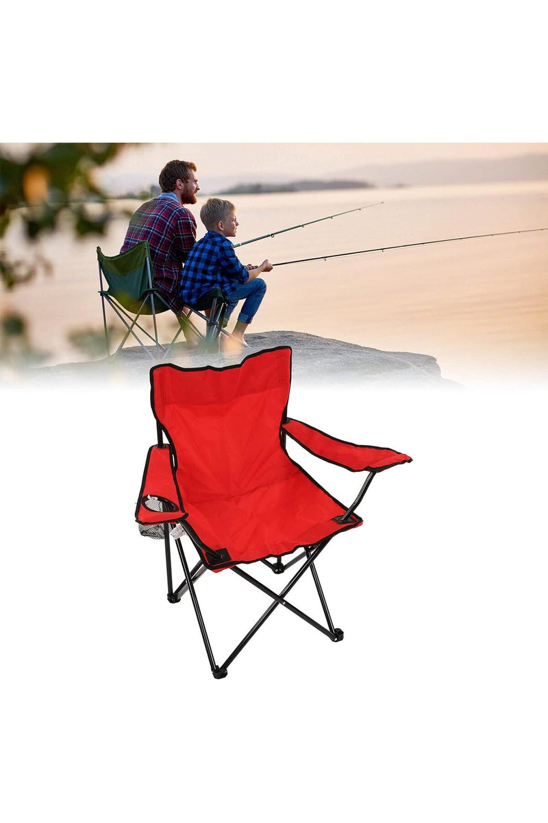 Outdoor Folding Chair Rustproof Strong Frame Cup Holder Portable Camping Folding Chair with Storage