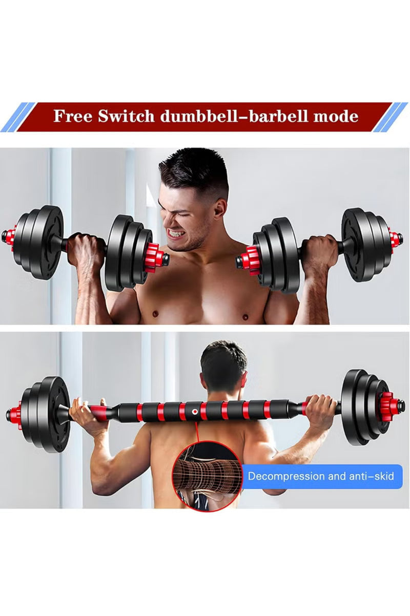 Adjustable Dumbbell Barbell Starter Set – full set display