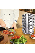 Revolving Spice Rack – 20-Piece Stainless Steel Spice Tower Organizer with Glass Jars – image 4