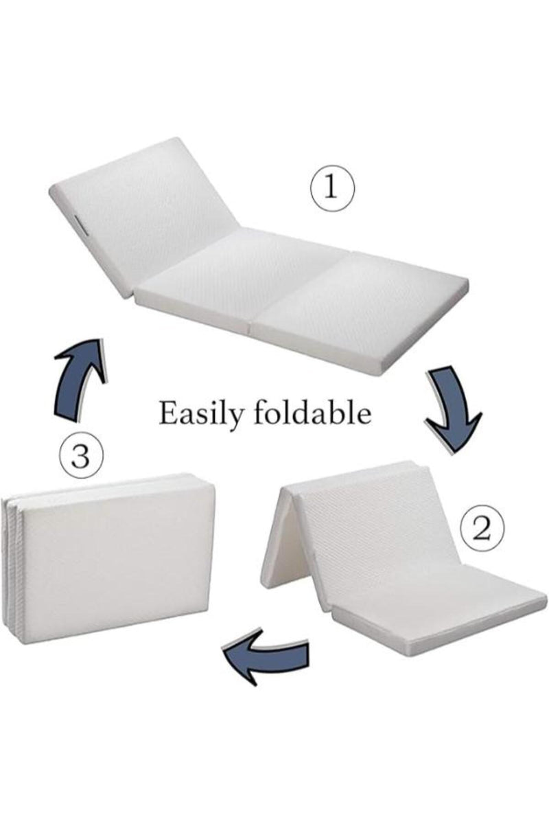 Foldable 3-Piece Foam Mattress 180x90x7 cm for Travel, Camping, Guests, Kids and Adults