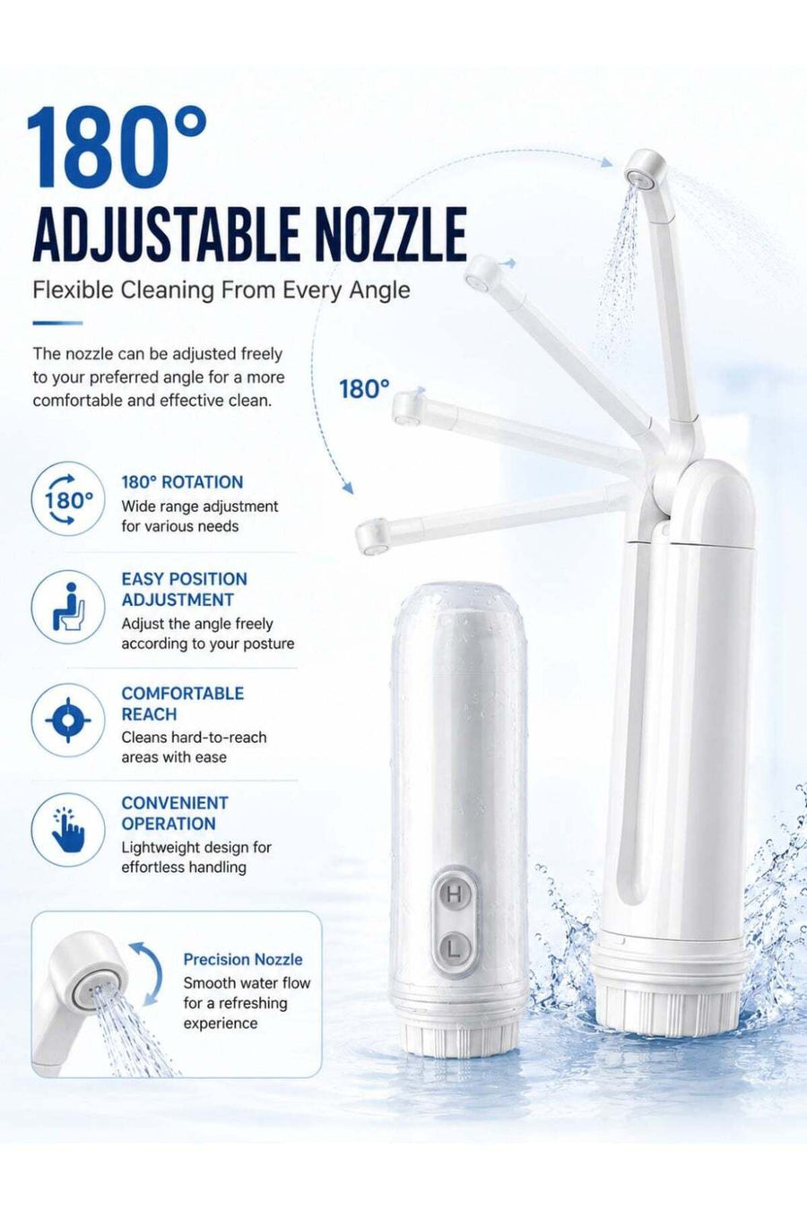 Electric Portable Travel Bidet – side angle view