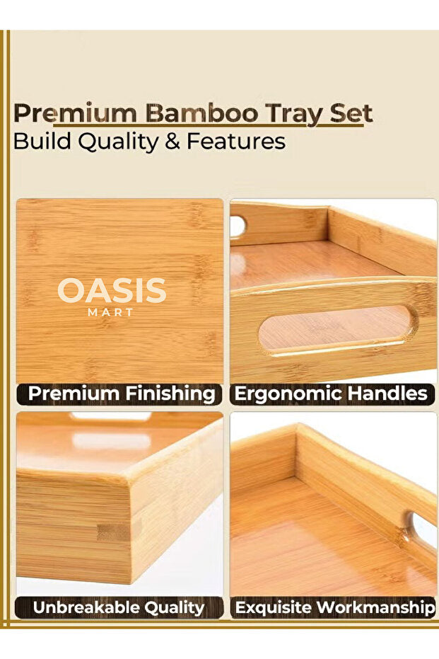3-Piece Bamboo Serving Tray Set – lifestyle on dining table