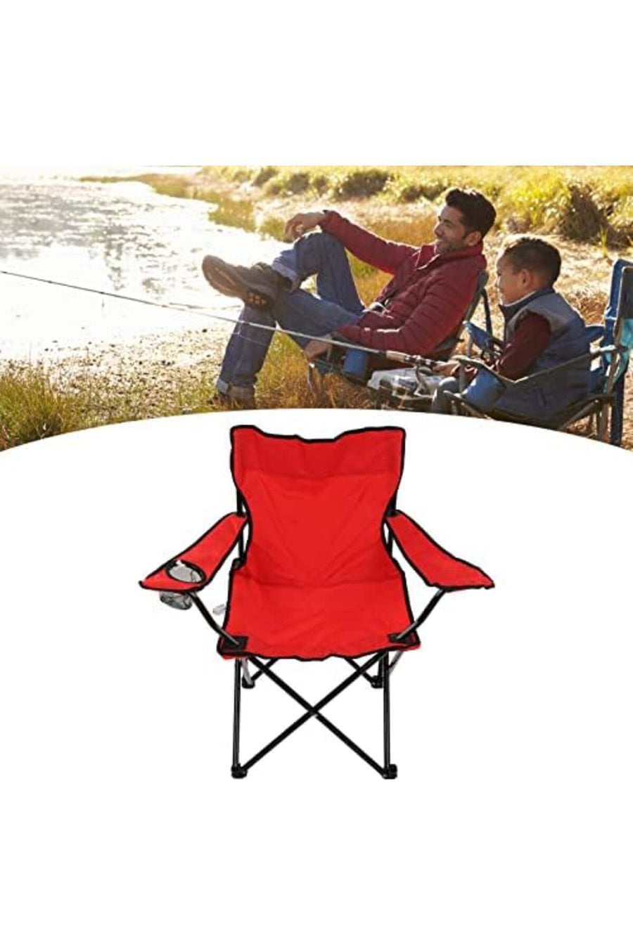 Outdoor Folding Chair Rustproof Strong Frame Cup Holder Portable Camping Folding Chair with Storage