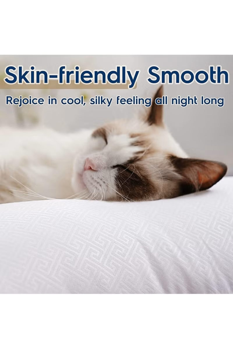Set of 2 Hotel Pillows 50x70cm – Firm, Soft & Cooling Polyester Fill for Side & Back Sleepers