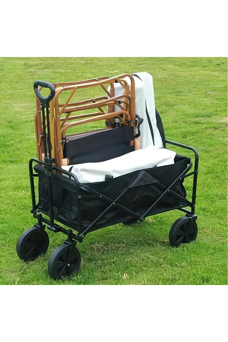 FFD Folding Outdoor Wagon Cart with 360° All-Terrain Wheels & Adjustable Handle – Heavy-Duty