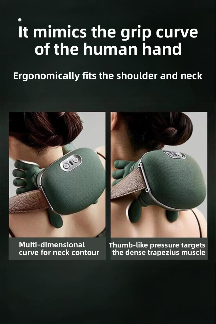 Heated Hand-Shaped Portable Rechargeable Massager - Neck, Back, Leg and Shoulder