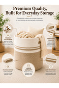 Large Cotton Laundry Hamper Basket with Handles – Collapsible Storage Organizer – image 6