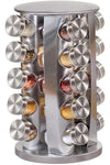 Revolving Spice Rack – 20-Piece Stainless Steel Spice Tower Organizer with Glass Jars