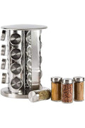 Revolving Spice Rack – 20-Piece Stainless Steel Spice Tower Organizer with Glass Jars – image 6