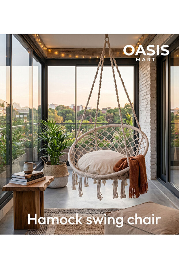 Hanging Hammock Swing Chair – Indoor & Outdoor Adjustable Height
