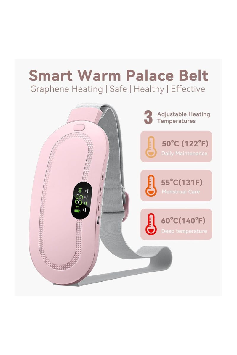 Electric Period Cramp Massager Vibrating Heating Belt for Menstrual Colic Relief