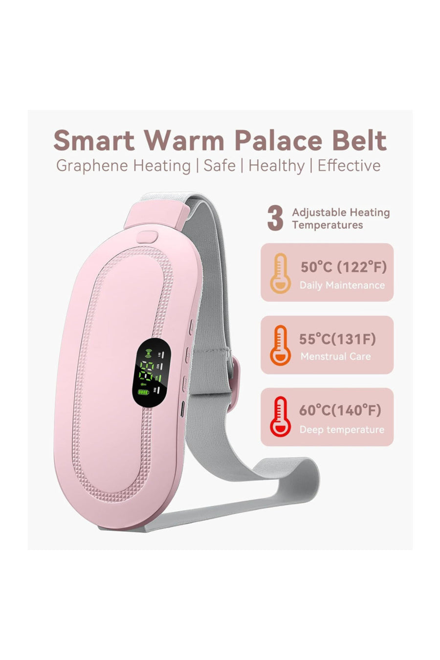 Electric Period Cramp Massager Vibrating Heating Belt for Menstrual Colic Relief