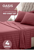 Striped King Size Bedding Set – Bordeaux 4-Piece Premium Linen – image 4
