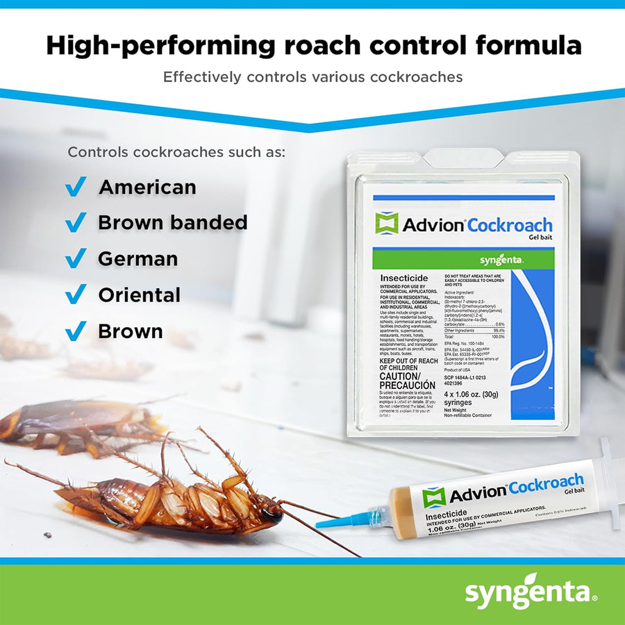 Advion Cockroach Gel Bait – Professional Strength, Indoor & Outdoor, 2 x 30g