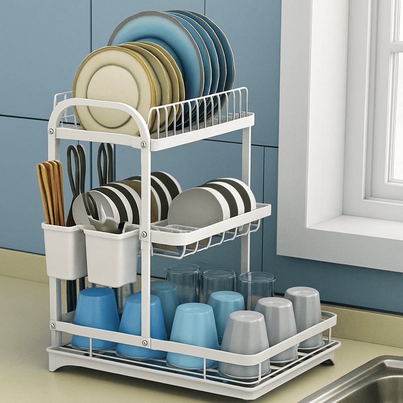 Kitchen Dish Rack – front view with drainage
