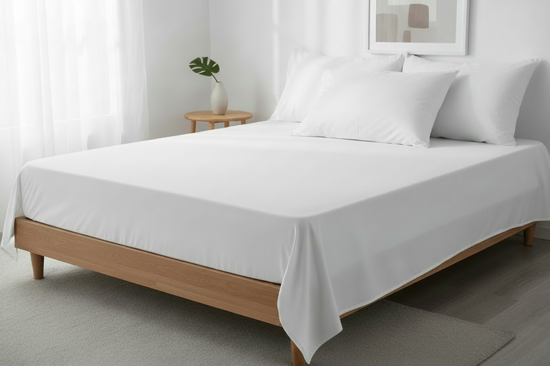 King Size Cotton Bedding Set – Soft, Breathable & Hotel-Quality White – side profile view